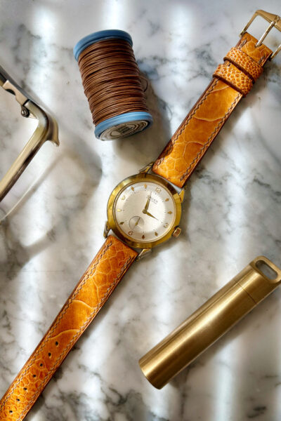 Gruen with Ostrich Leg Leather